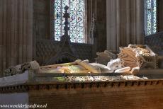 Monastery of Batalha - The sun shines through the stained glass windows of the Founder's Chapel of the Monastery of Batalha, the chapel is bathed in...