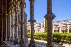 Monastery of Batalha - Monastery of Batahlha: The colonnettes of the courtyard are decorated with flowers, shells, pearls and spiral motives. The courtyard is...